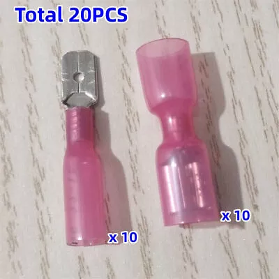 20pcs Waterproof Spade Terminal Female Male Heat Shrink Wire Connectors 16-22AWG • $0.01