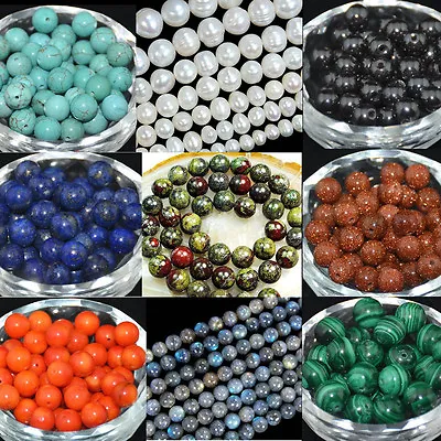 $3.34 • Buy Gemstone Round Spacer Loose Beads 2mm 4mm 6mm 8mm 10mm 12mm 15.5 