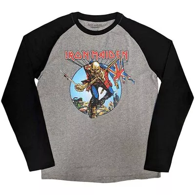 Iron Maiden 'Trooper Burst' Raglan Long Sleeve T Shirt - NEW • £15.99