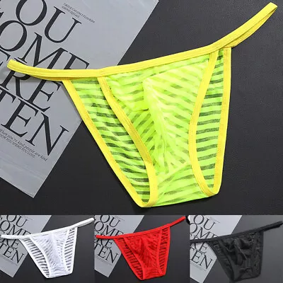 $4.12 • Buy Men Sexy Mesh Bikini Briefs Panties Thong T-back Pouch G-string Underwear T