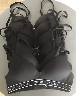 6 X Victoria’s Secret  Pink Lingerie Black Bras  Bra Bulk Buy 32A • $89.90