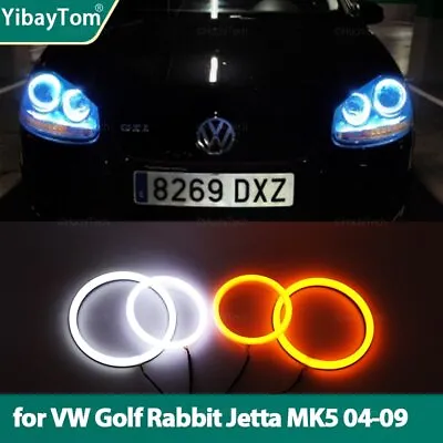 Cotton Halo Rings DRL LED Angel Eyes Kit For VW Golf 5 Rabbit Jetta R32 V Mk5 • $35.99
