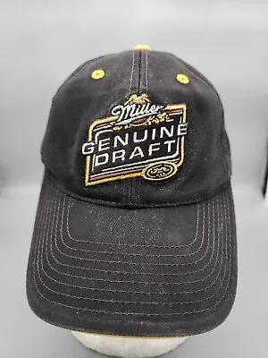 Miller Genuine Draft Beer Hat Cap Black Patch Logo Cold Filtered Adjustable 2005 • $4.71