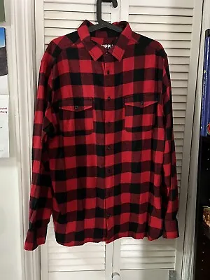 MOSSIMO SUPPLY CO Buffalo Plaid FLANNEL Shirt Red Black Check XL • $12