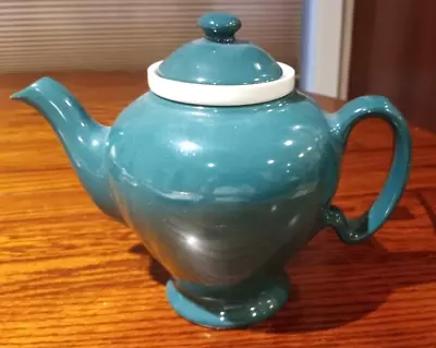 VINTAGE TEAL McCORMICK TEA BALTIMORE MD  TEAPOT WITH INFUSER & LID (01) • $14.99