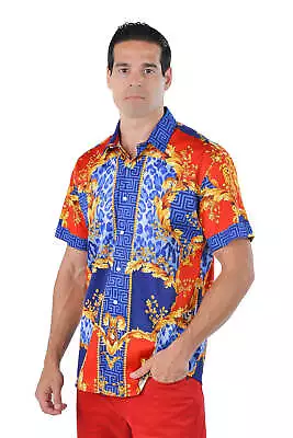 BARABAS Men's Medusa Greek Pattern Leopard Short Sleeve Shirt SS01 • $122