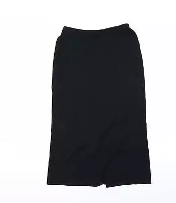 Marks And Spencer Womens Black Cotton Straight & Pencil Skirt Size 8 - Slits Up  • £5