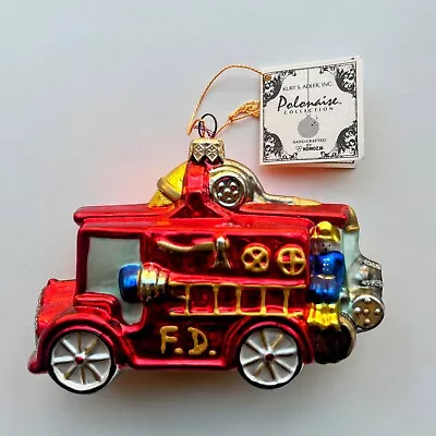 Kurt Adler Polonaise Fire Engine Truck Ornament Handblown Glass Vintage 1996 • $17.95