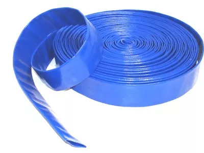 Layflat PVC Water Delivery Hose - Discharge Pipe Pump Lay Flat Irrigation Blue • £11.49