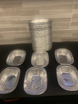 £9.99 • Buy 100 X Foil Pie Dishes Small Oblong Oval Pies Fruit Cases Individual Meat Free PP