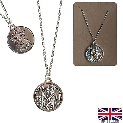 Saint Christopher Necklace Patron St Travel Protection Christian Chain Gift Luck • £4.99