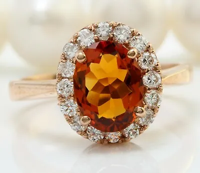 £808.55 • Buy 3.50 Carat Natural Madeira Citrine And Diamonds In 14K Solid Rose Gold Ring