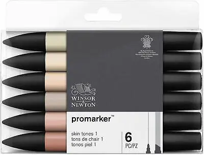 6 Winsor Newton Promarker Marker Pens Skin Tones Set 1 Art Twin Tip Colours • £10.16