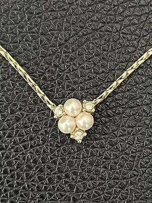 Christian Dior Vintage Necklace Pendant Pearl Rhinestone Crystal • $39