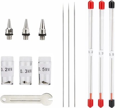 £10.79 • Buy Airbrush Nozzle Kit 7 Pcs Needle Cap 0.2mm/0.3mm/0.5mm Spare Replacement Wrench