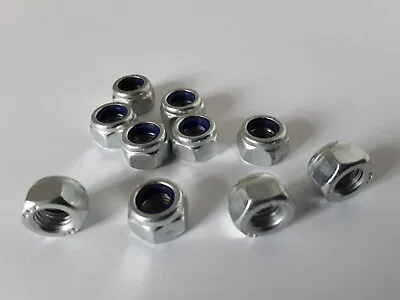 M7 (7mm) METRIC HEXAGON NYLOC LOCKING NUTS BRIGHT ZINC PLATED  Pack Of 10 • £5.51