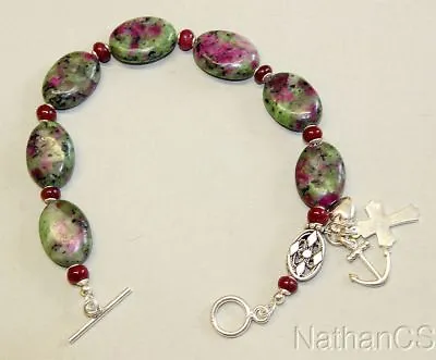 Anglican Episcopal Rosary Bracelet: Ruby Zoisite Ruby & Sterling Silver - Rare • $206.98