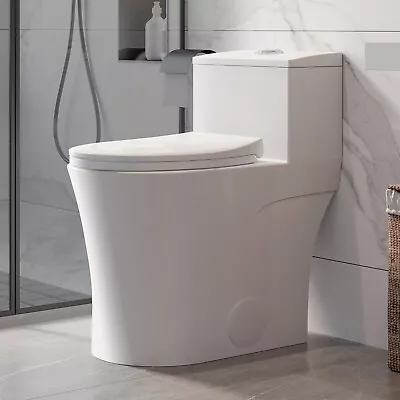 One Piece Toilet ADA Elongated Toilet W/ Seat Dual Flush Comfortable Seat Height • $225.99