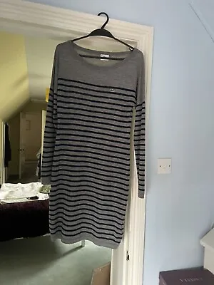 Lacoste Dress Size 38 (UK 10) Fine New Wool Grey With Navy Stripes • £13