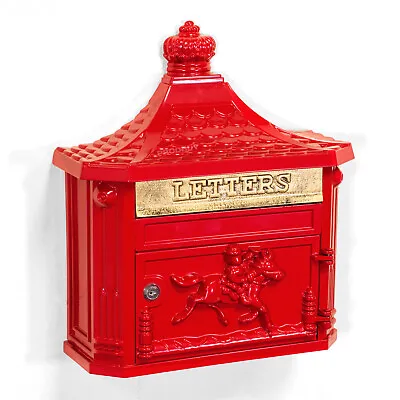 Vintage Victorian Style Red Wall Mounted Outdoor Letter Mail Post Box Lockable • £75