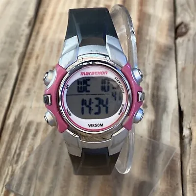 Marathon Quartz Watch T5K646 Lady Silver Pink Digital Alarm Chrono New Battery • $7.97