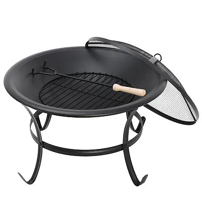 $39.58 • Buy Portable Folding Round Black Steel 22 Inch Fire Pit Wood Burning Mesh Spark