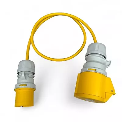 Marten® 110V Adapter 16a Plug To 32a Coupler Socket 1 Meter Lead Yellow Cable • £19.46