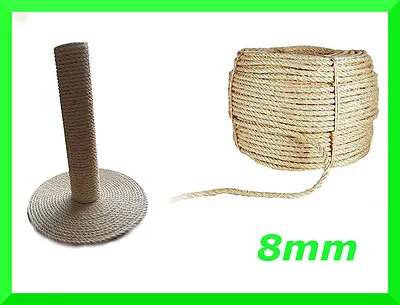 8mm Natural Sisal Rope Twisted BraidedDeckingGardenCat Scratching PostCrafts • £26.60