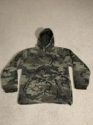 Cabela's Berber Fleece WindShear Hooded Pullover Outfitter Brown Camo Large • $159.99
