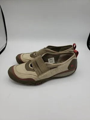 Merrell Shoes Womens 8.5 Tan Leather Mimosa Band Aluminum Slip On Casual • $18