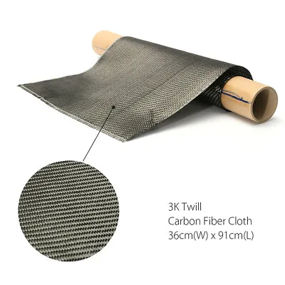3K Carbon Fiber Fibre Cloth Tape Fabric Twill Weave Black 36 X 91cm Multipurpose • £16.67