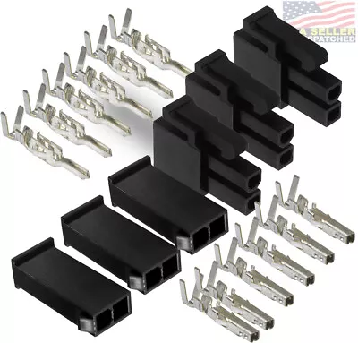 Molex 2-Pin Black Connector Pitch 4.20mm W/18-24 AWG Mini-Fit Jr (3 Match Set) • $10.12