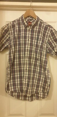 £3.50 • Buy Merc London Short Sleeve Shirt White Red Blue Check Plaid M Medium