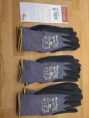 3 Pack Of Maxiflex 42874 Ultimate Nitrile Work Gloves Size 10 X Large Black Grey • £13.95