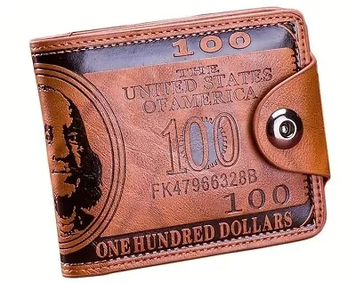 Wallet Brown Leather Snap Money Benjamin Franklin NEW! • $14.99