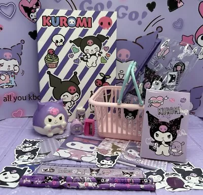 Kuromi Sanrio Basket Notebook Stationary Pencil Case Pen Rubber Stickers • $34.80