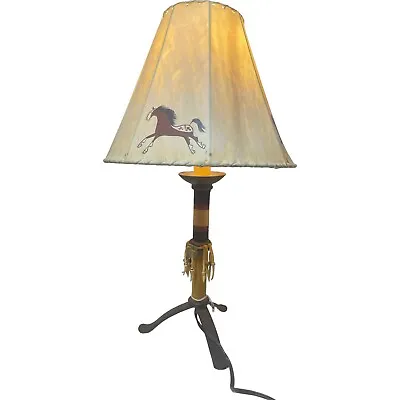 Beaded Leather & Hide Parfleche Polychrome Lamp • $125.99