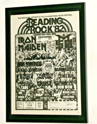 £14.99 • Buy IRON MAIDEN, MSG,  Framed A4 1982 `READING Rock Festival` Original Promo Poster