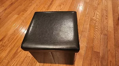 Leather Folding Storage Ottoman Cube In Black • $6.99