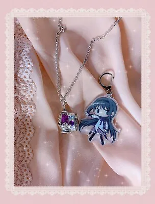 Puella Magi Madoka Magica Homura Keychain Soul Gem Necklace And Ring Bundle • $22.99