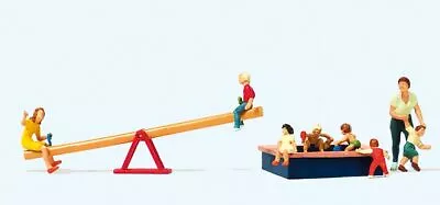 Preiser HO Scale Model Figure/People Set Children At Play Seesaw & Sandbox 8-Pk • $20.99