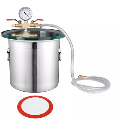 Stainless Steel Vacuum Chamber Glass Lid 3 Gallon Essential Oil Degass Silicone • $77.31