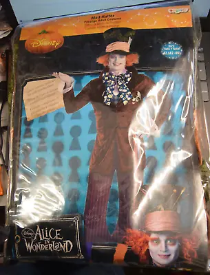 Disney Johnny Depp Adult Xl Mad Hatter 5 Piece Costume Includes Hat With Hair • $59.99