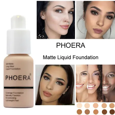 £2.99 • Buy TWIN PACK - Phoera Matte Skin Foundation Full Coverage Face Makeup Concealer UK