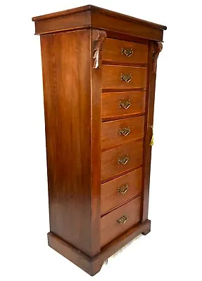 £699 • Buy Antique Oak Edwardian Wooden Wellington Chest Of Drawers / Large Filing Cabinet 