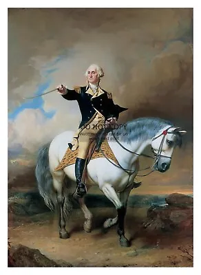 President George Washington Riding Horse With Sword Painting 5x7 Photo • $8.49