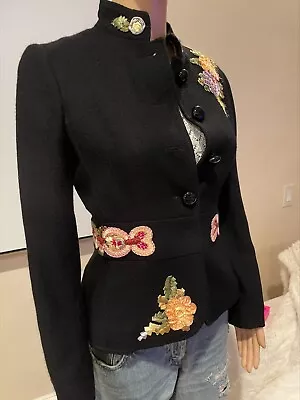 Moschino Vintage Black Embroidered Jacket Sz 8/42- STUNNING AND RARE!! • $299