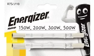 Energizer R7S Linear Halogen Bulbs X 2 150w 200w 300w 500w Lamp Long Lasting • £3.95