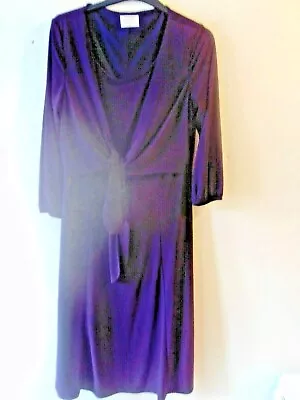 Libra Dress Womens 12 UK  3/4 Sleeves Wrap Over Burgundy Wedding Guest Maxi • £7.99