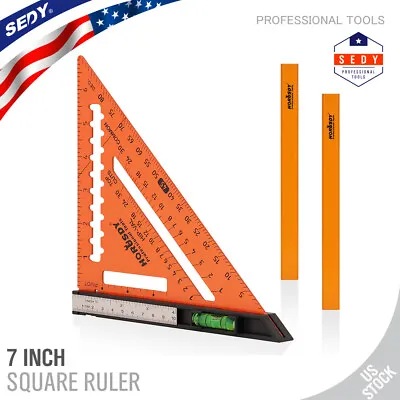 7 Inch Premium Rafter Square With Level Carpenter Tool Protractor Ruler • $9.99